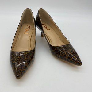 FSJ Leopard Classic Kitten Heels Pointy Closed Toe